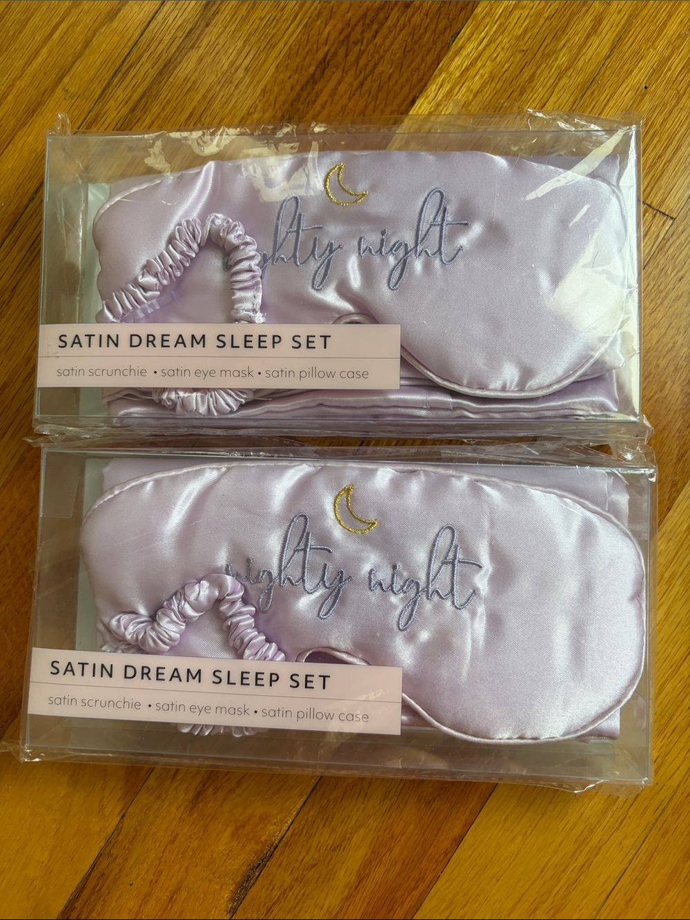 2 sets Lavender Satin Sleep Sets Pillowcase Eye Mask Scrunchie NWT